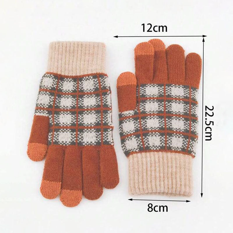 Vintage Karierte Warme Handschuhe