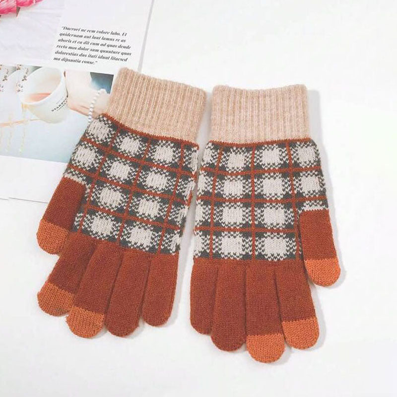 Vintage Karierte Warme Handschuhe