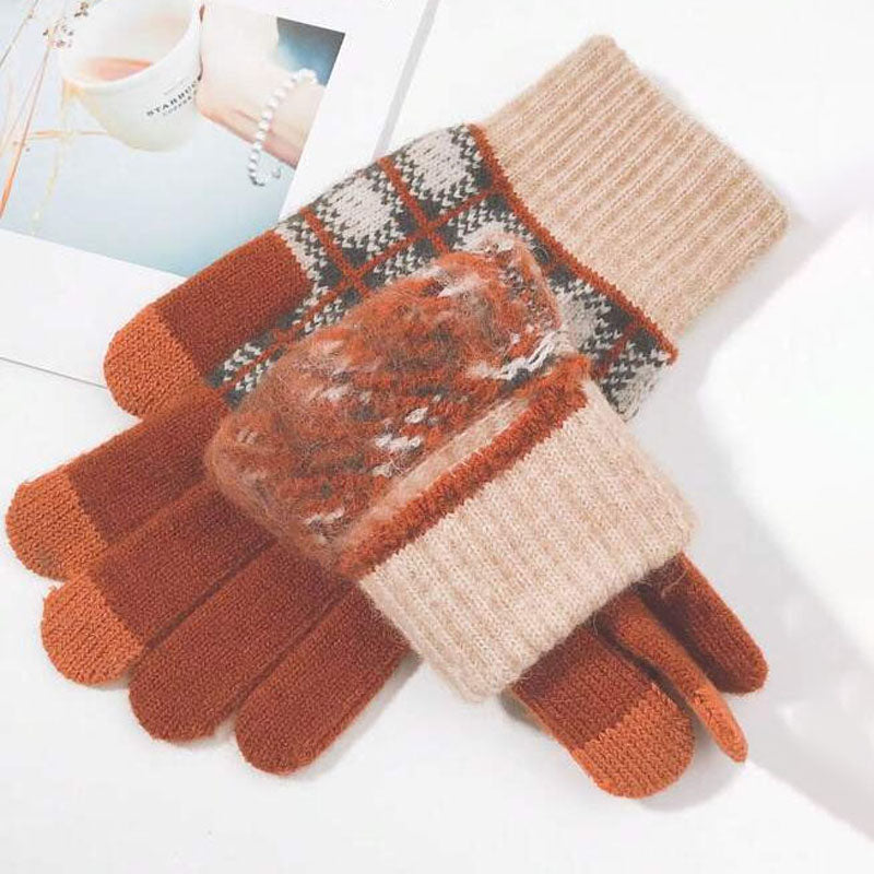 Vintage Karierte Warme Handschuhe