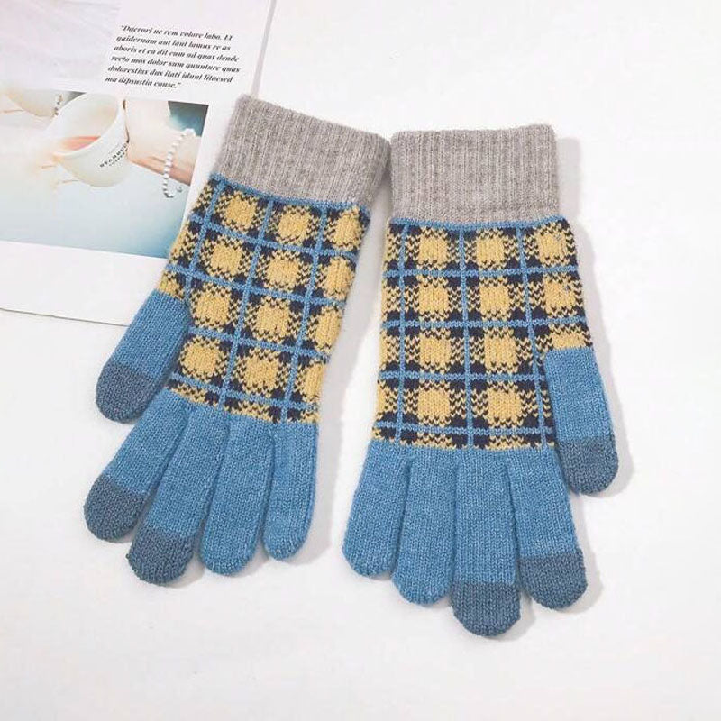 Vintage Karierte Warme Handschuhe