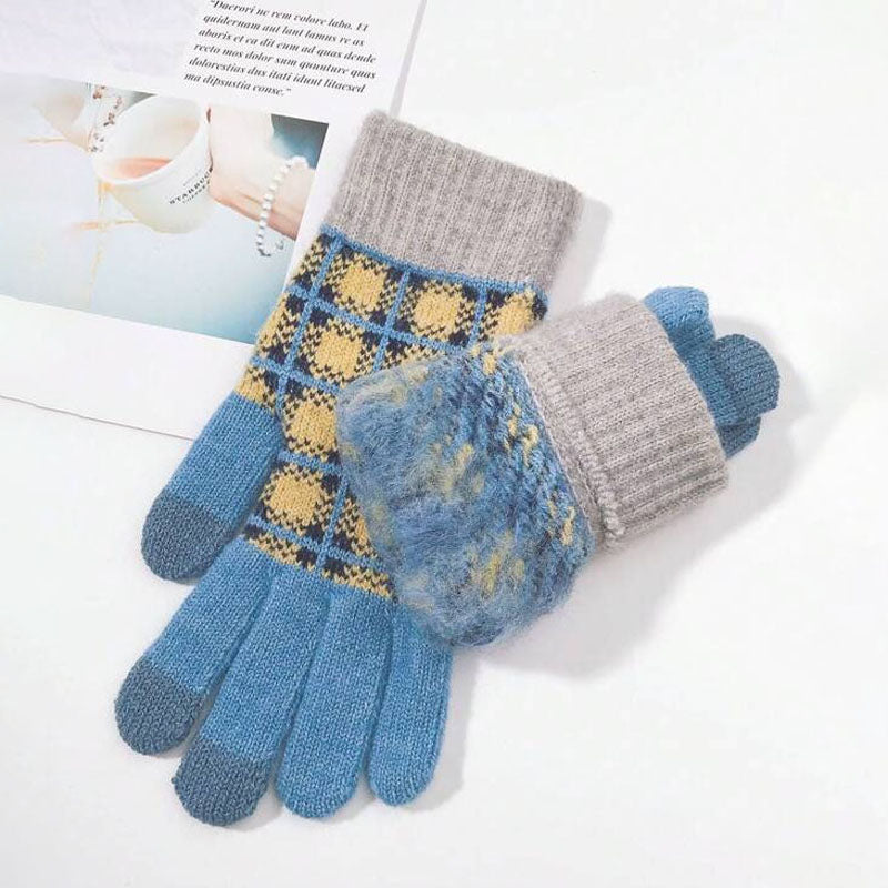 Vintage Karierte Warme Handschuhe