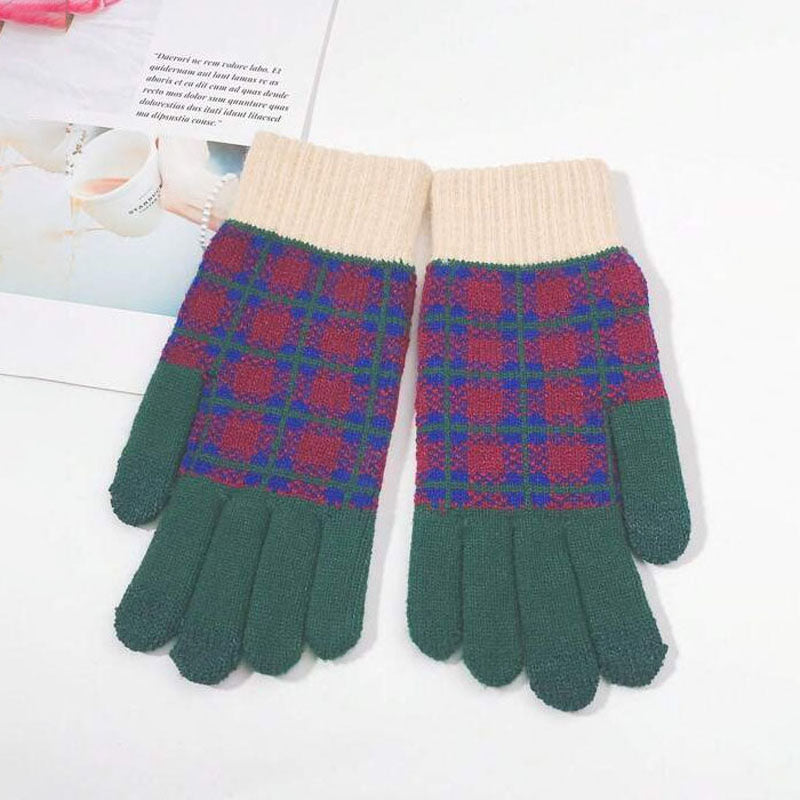 Vintage Karierte Warme Handschuhe