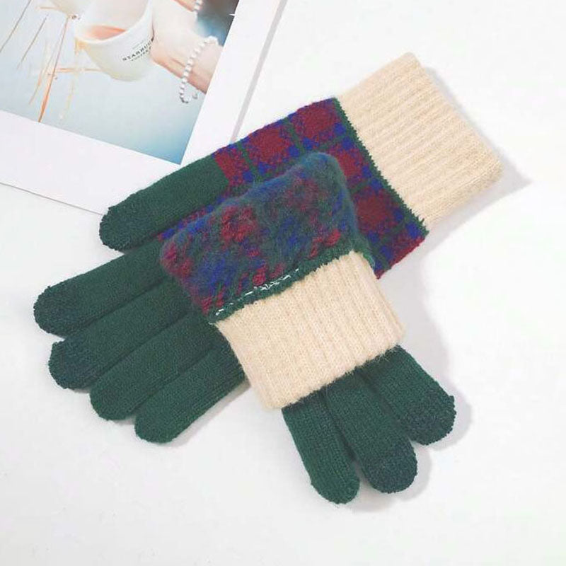 Vintage Karierte Warme Handschuhe