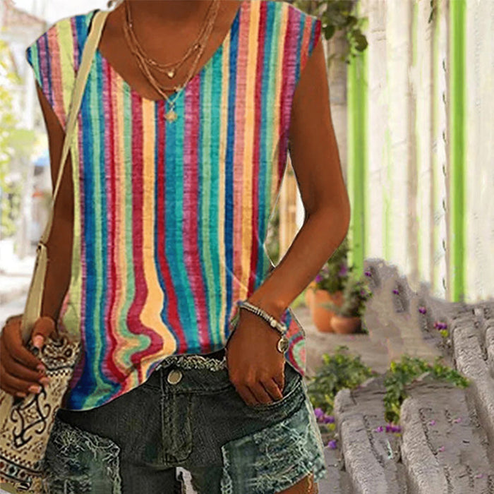 Vintage-Tanktop Mit Farbigen Streifen