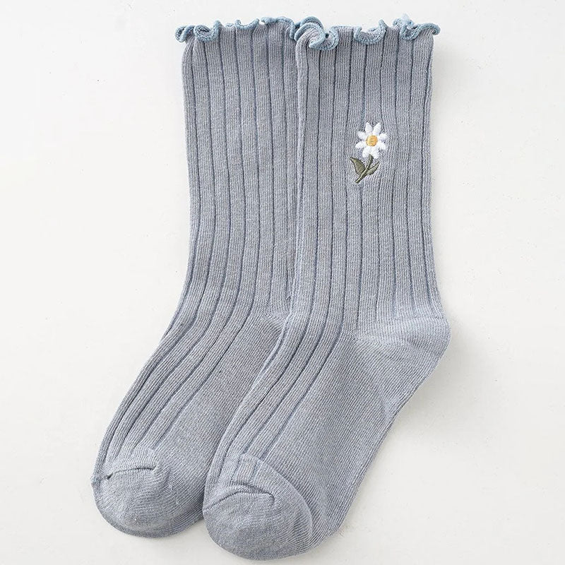 Lässige Socken Mit Blumenstickerei