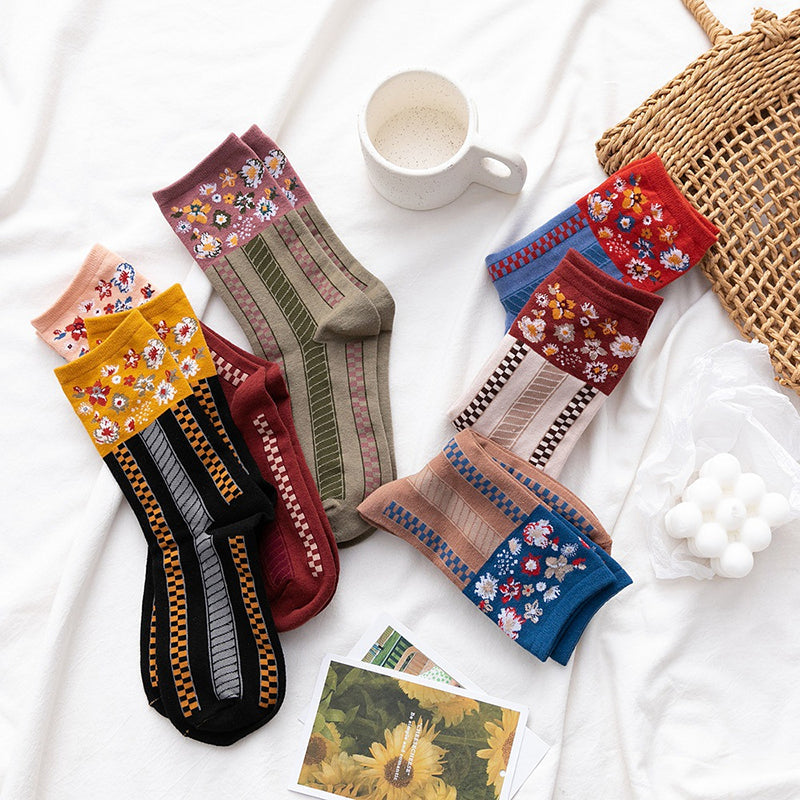 Vintage Lässige Blumensocken