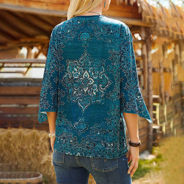 Vintage Bluse Mit Blumendruck