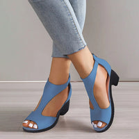 Peeptoe-Sandalen Mit Klobiger Absatz