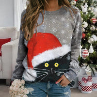 Sweatshirt Mit Weihnachtskatzen-Print