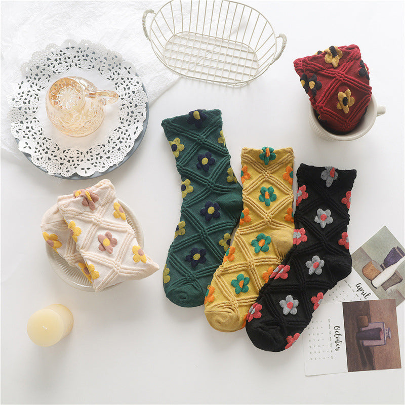 Vintage Lässige Blumensocken