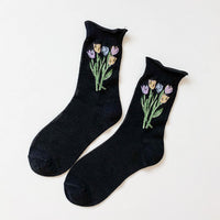 Atmungsaktive Socken Mit Floralem Jacquard