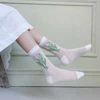 Atmungsaktive Socken Mit Floralem Jacquard