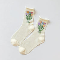 Atmungsaktive Socken Mit Floralem Jacquard