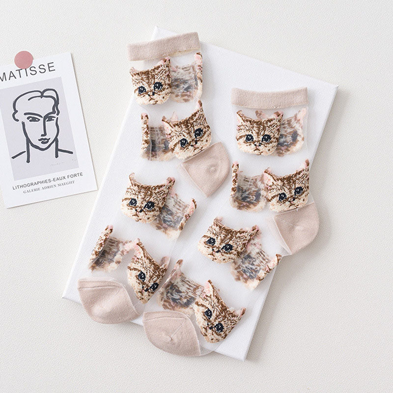 Atmungsaktive Socken Mit Katzenmuster