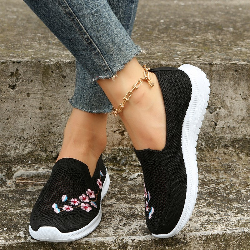 Atmungsaktive Schuhe Mit Blumenstickerei