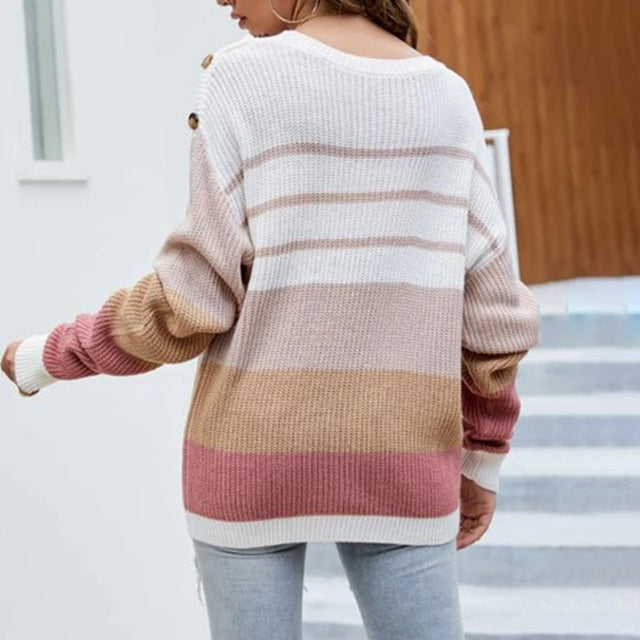 Lässiger Gestreifter Patchwork-Pullover