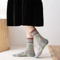 Vintage Blumen-Jacquard-Socken