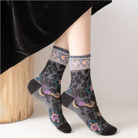 Vintage Blumen-Jacquard-Socken