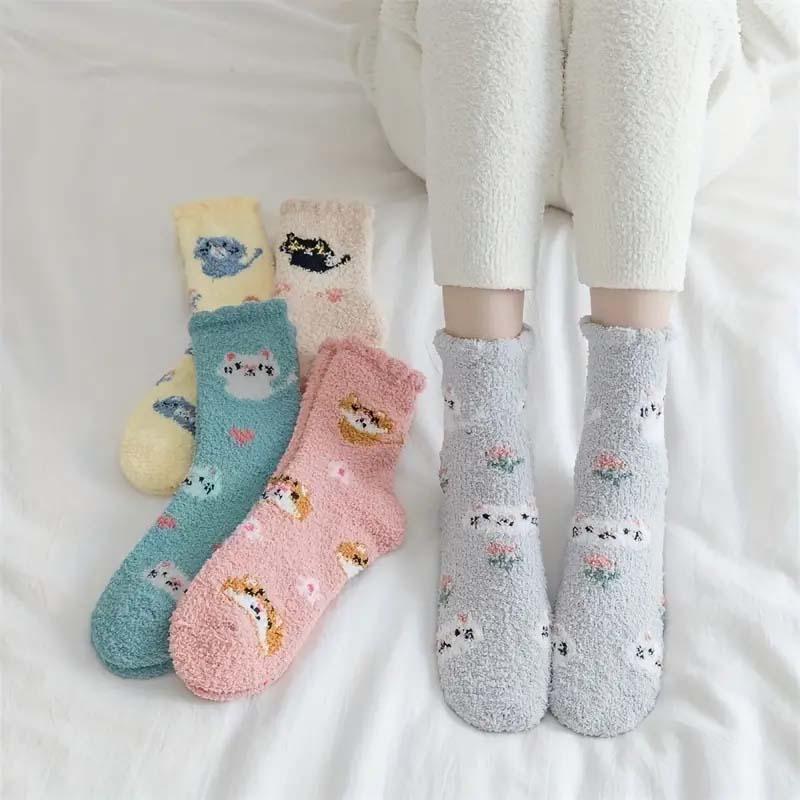 Wärme Socken Mit Katzen-Druck