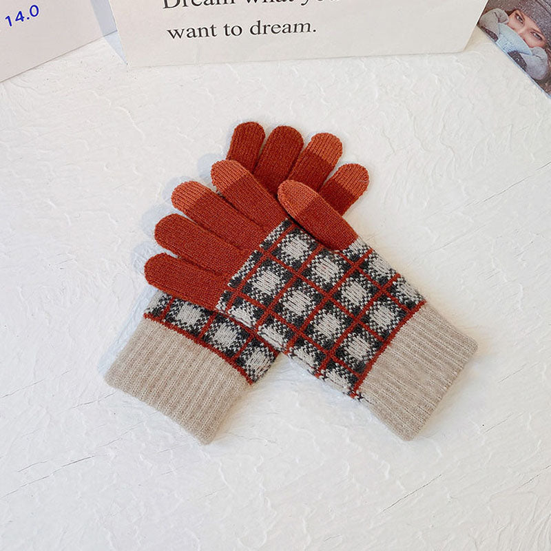 Vintage Karierte Warme Handschuhe