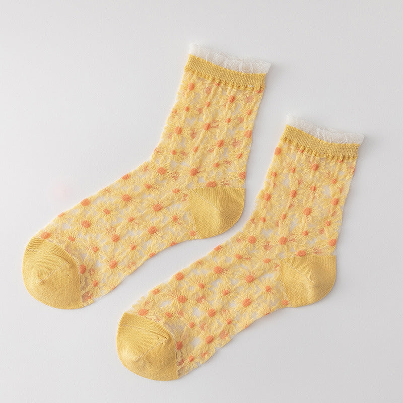 Lässige Atmungsaktive Blumensocken