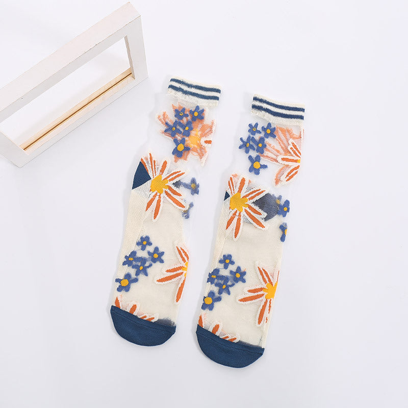 Lässige Atmungsaktive Blumensocken