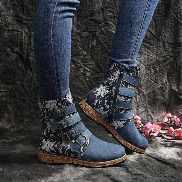 Vintage Stiefel Im Ethnischen Stil