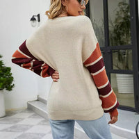 Gestreifter Patchwork-Strickpullover