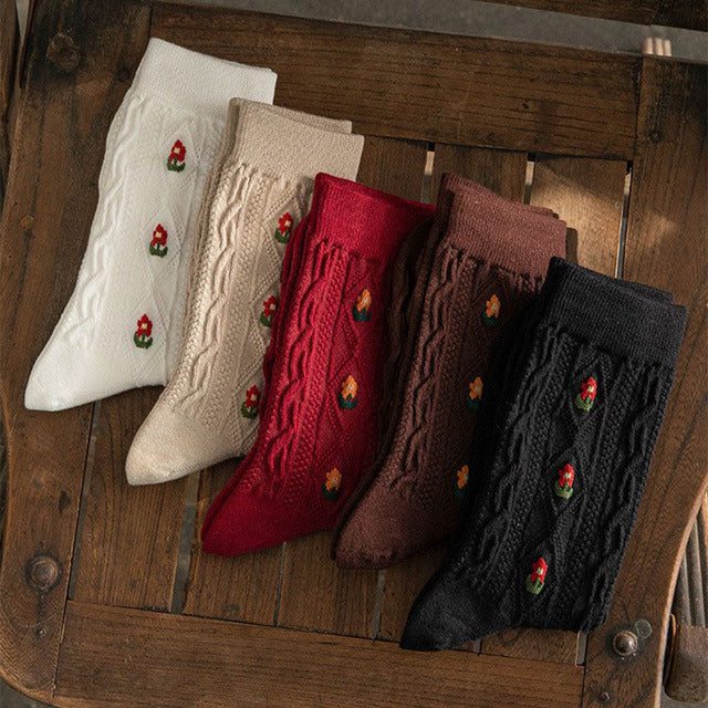 Vintage Floral Gestrickte Socken