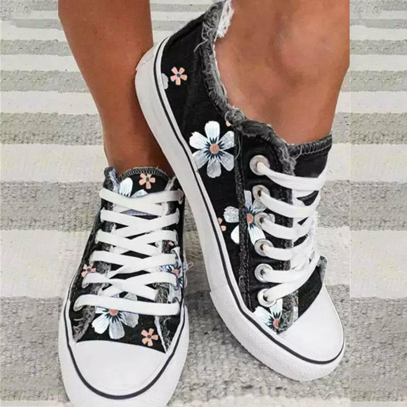 Lässige Sneakers Mit Blumendruck