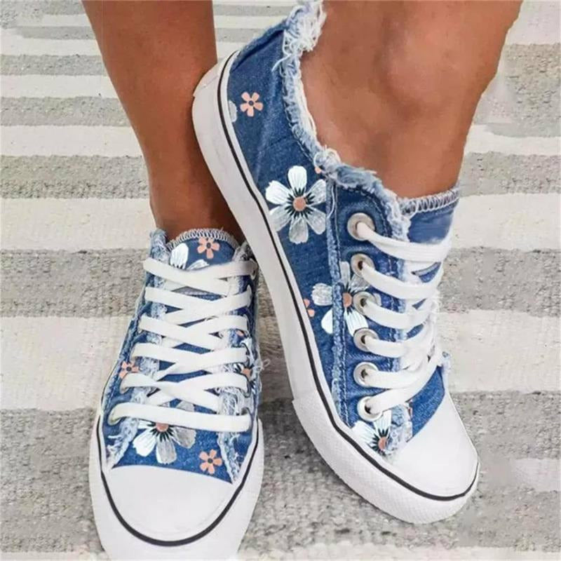 Lässige Sneakers Mit Blumendruck