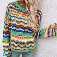 Bunt Gestreifter Strickpullover