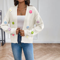 Strickjacke Mit 3D Blumenmuster