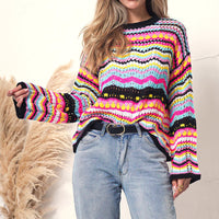 Bunt Gestreifter Strickpullover