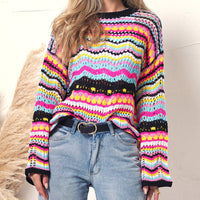 Bunt Gestreifter Strickpullover