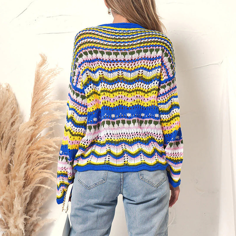 Bunt Gestreifter Strickpullover