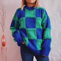 Karierter Patchwork-Freizeitpullover