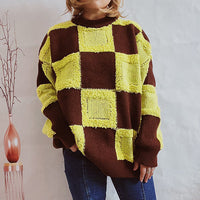 Karierter Patchwork-Freizeitpullover