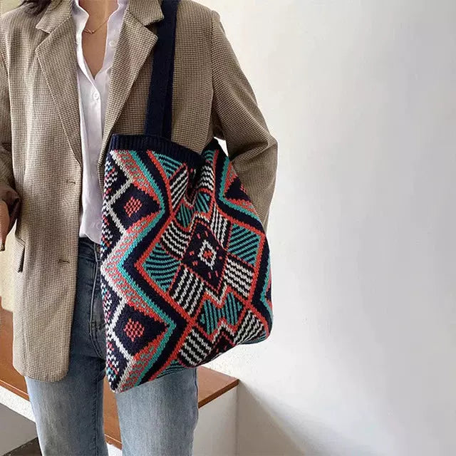 Lässige Geometrische Stricktasche