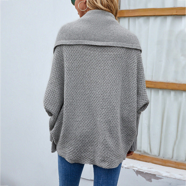 Lässige Einfarbige Strickjacke