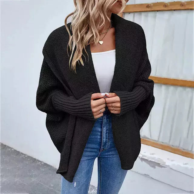 Lässige Einfarbige Strickjacke