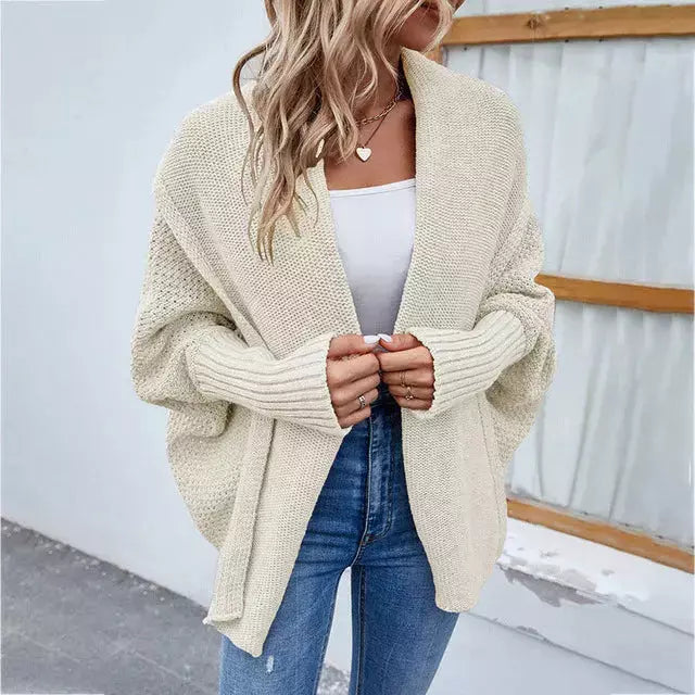 Lässige Einfarbige Strickjacke