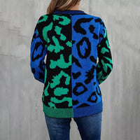 Lässiger Leoparden-Patchwork-Pullover