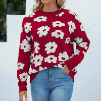 Lässiger Pullover Mit Blumenmuster