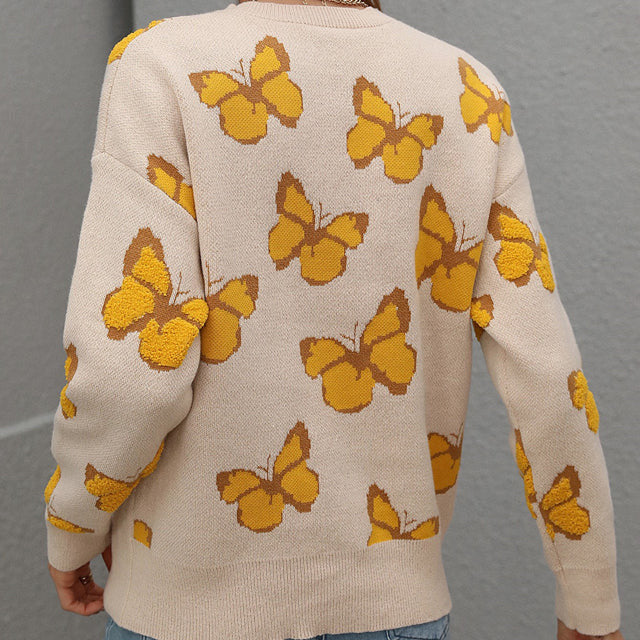 Schmetterlingsmuster Lässiger Pullover