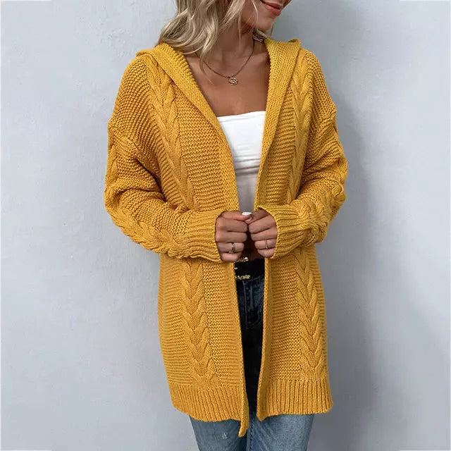 Lässige Strickjacke Mit Kapuze