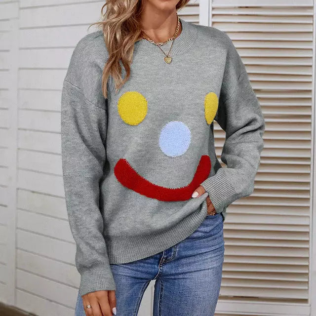 Lässiger Strickpullover Mit Smiley