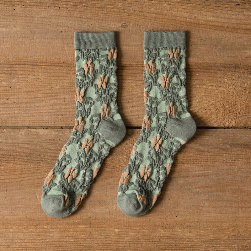 Vintage Blumen-Jacquard-Socken