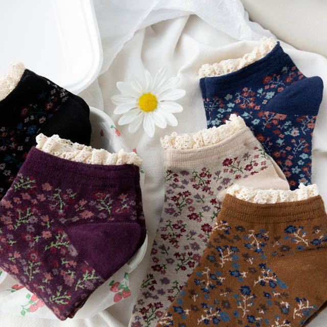 Vintage Lässige Blumensocken