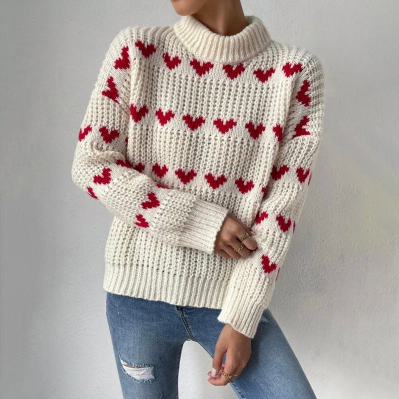 Lässiger Herzstrickpullover